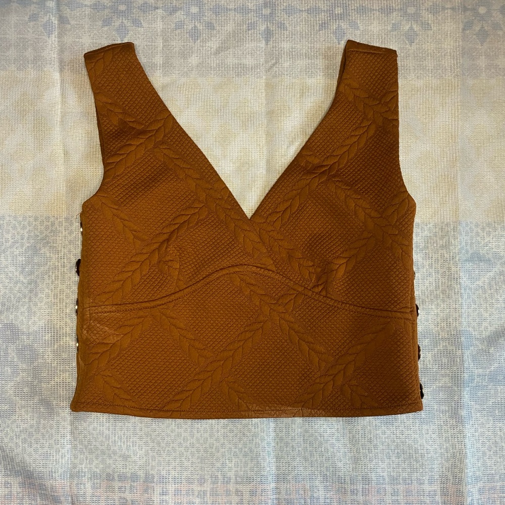 Maeve Brown Fitted Crop Tank Top